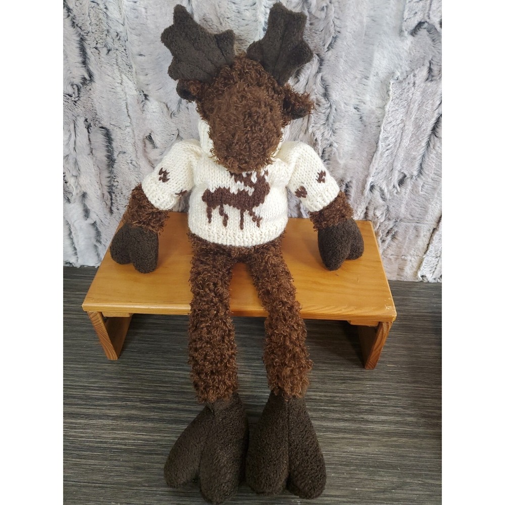Unipak Vintage Moose in Sweater Long Legs Plush Stuffed Animal 17" Shelf Sitter